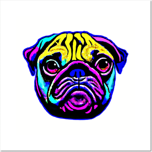 Brightly Colored Pug Street Art - Boost Your Style and Brighten Your Day - Unique and Eye-catching Design for Dog Lovers Posters and Art